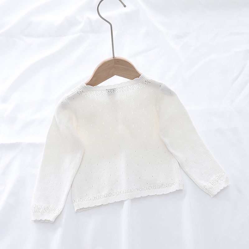 ▶Áo Khoác Cardigan Dệt Kim Vải Cotton Mỏng Thoáng Khí Kiểu Phương Tây Dễ Thương Cho Bé Gái#8.21