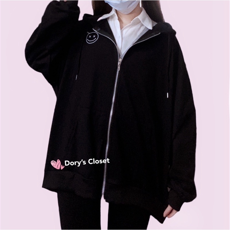 [Có sẵn] Áo khoác hoodie mỏng dáng rộng style Hàn cá tính nhà Dory