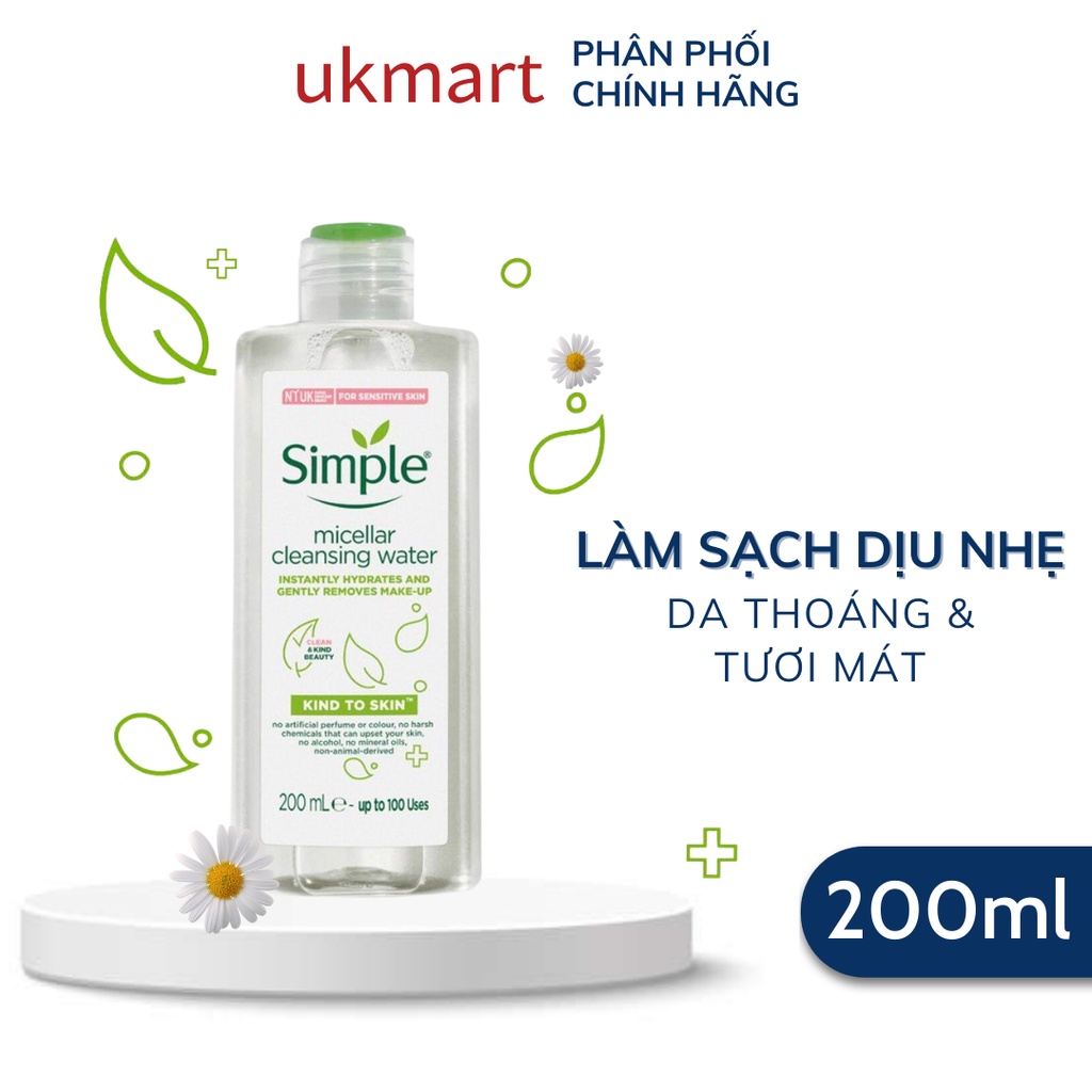 Combo Simple Làm Sạch Nước Tẩy Trang 200ml + Sữa Rửa Mặt 150ml