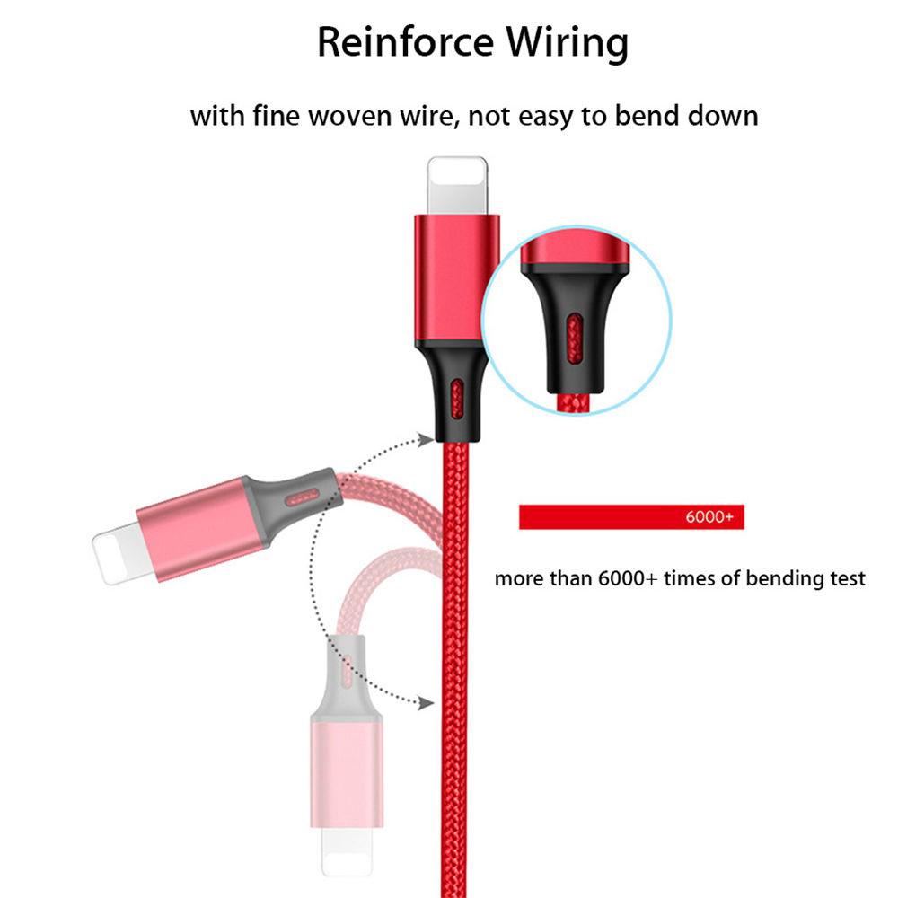 2.3A Fast USB Charging Phone Cable 3 in 1 USB Type-C IOS Light Charging Cable For iPhone Oppo Redmi