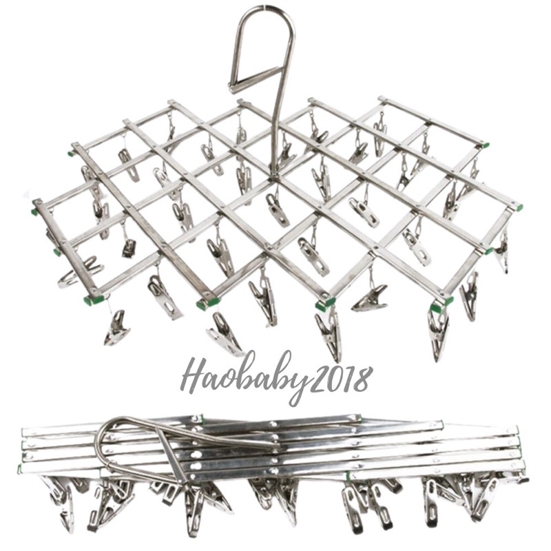 Móc Chùm Inox 304 Đa Năng Gấp Gọn Phơi Quần Áo, Đồ Baby Sơ Sinh, Tã, Đồ Nhỏ, Quần Lót Nam Nữ, Mắc Phơi Quần Áo 35 Kẹp