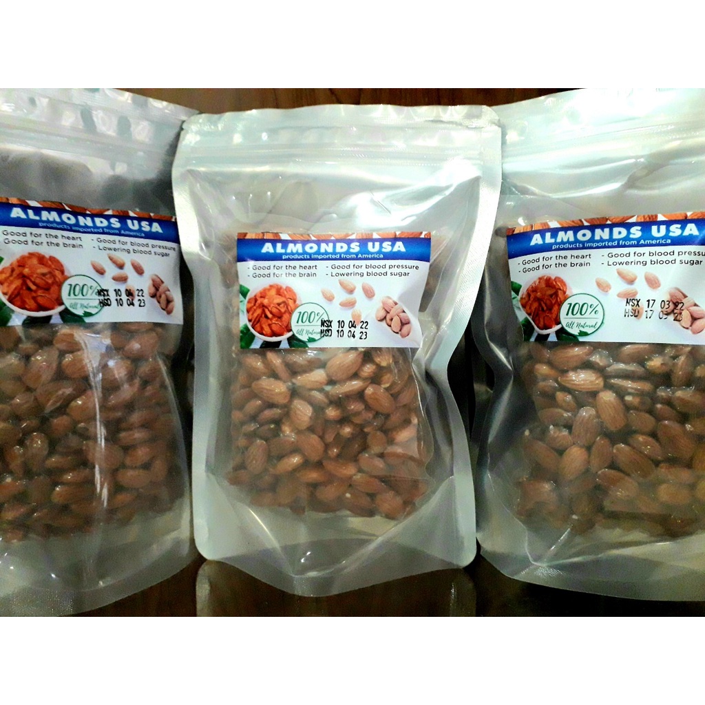 HẠNH NHÂN LÕI SỐNG NHẬP KHẨU Túi 500g Hút chân không