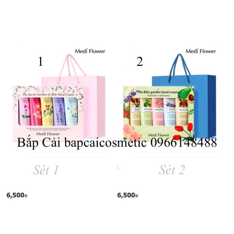 MBC Set 5 kem dưỡng tay kèm túi xách Medi flower