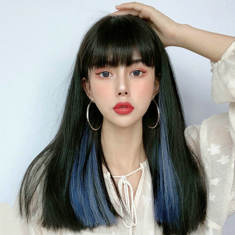 Bộ Tóc Giả Ngắn Thẳng Màu Sắc Vô Hình Có Móc Treo Cho Nữ