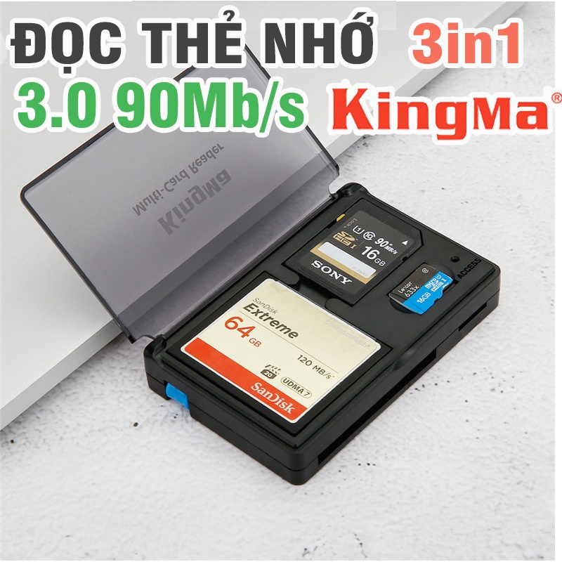 Đầu đọc thẻ nhớ 3 trong 1 tốc độ 3.0 90Mb kingma BMU001