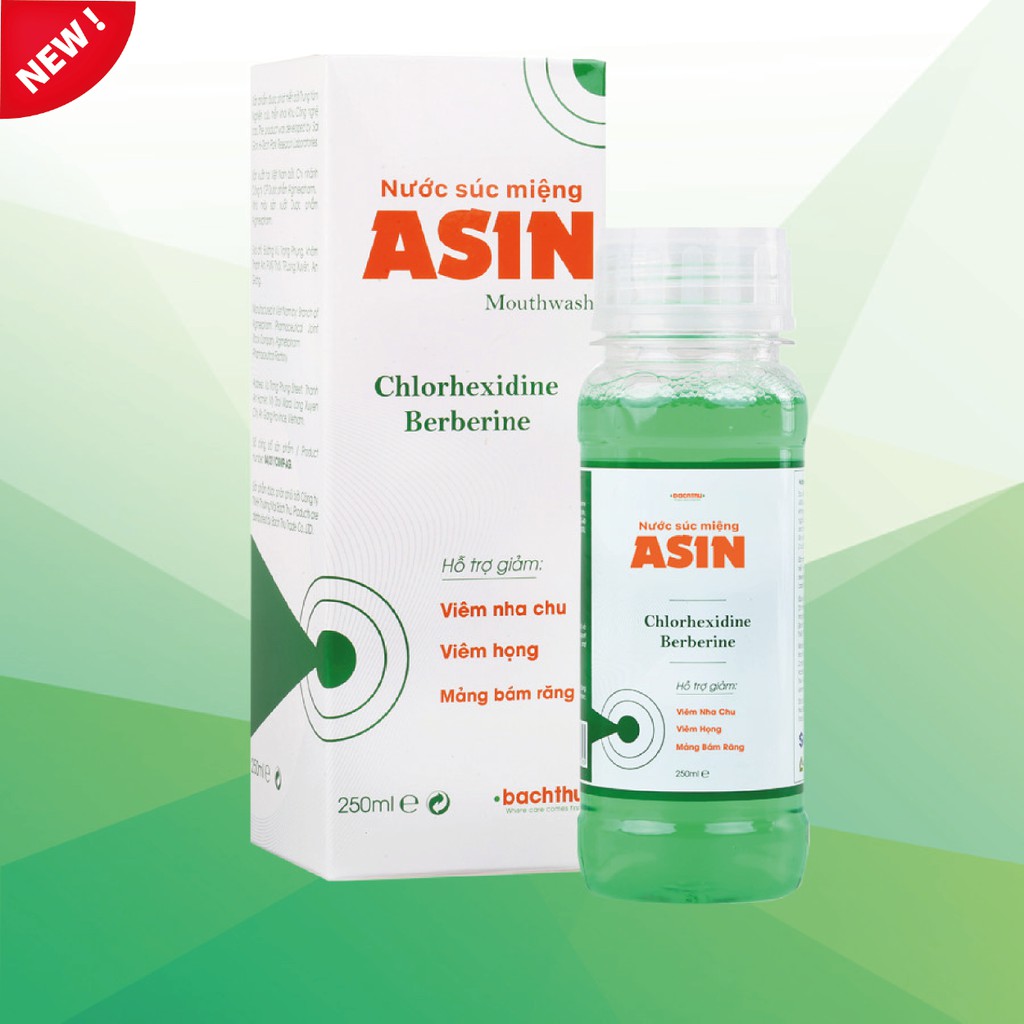 Nước súc miệng ASIN 250ml chứa dược chất thiên nhiên Berberine Chloride và chlorhexidine