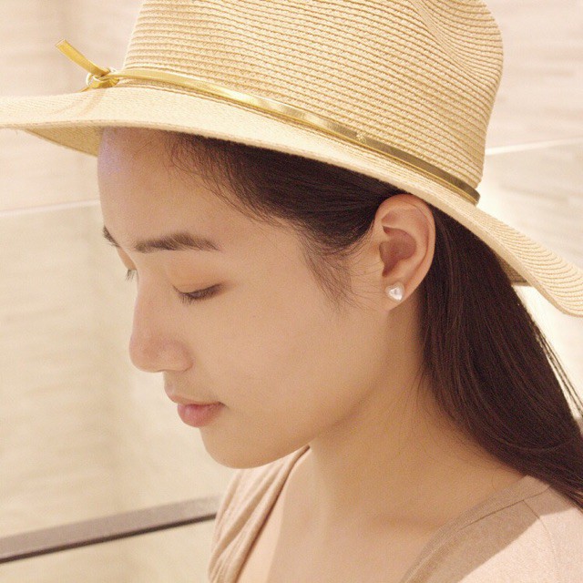 Bông tai trái tim bằng hạt châu sang trọng