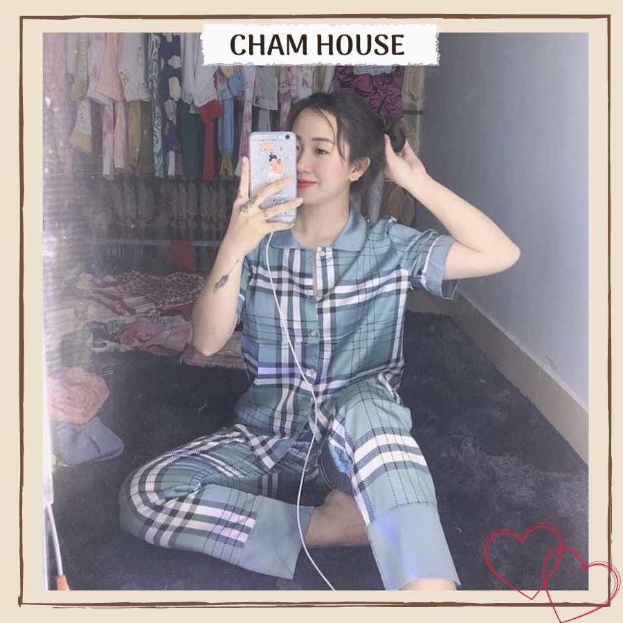 Đồ bộ pijama lụa, độ pijama tay ngắn quần dài họa tiết cao cấp, chất vải mềm mịn Piti Shop