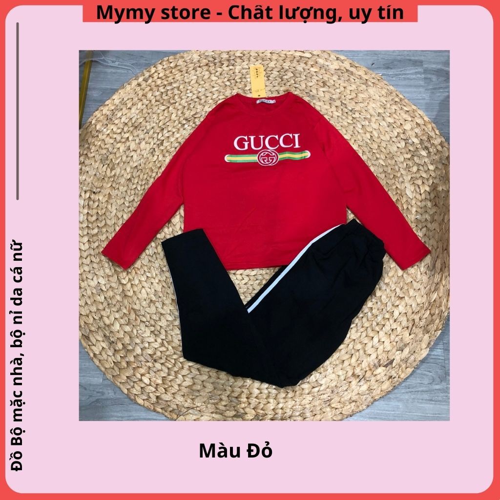 Bộ mặc nhà thu đông nữ, bộ nỉ nữ chất da cá dài tay dày dặn siêu ấm dáng thể thao 4 màu size 40 đến 60kg