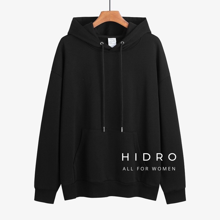 Áo Hoodie Unisex HIDRO Nỉ Bông Có Mũ Oversize Form Rộng Thời Trang