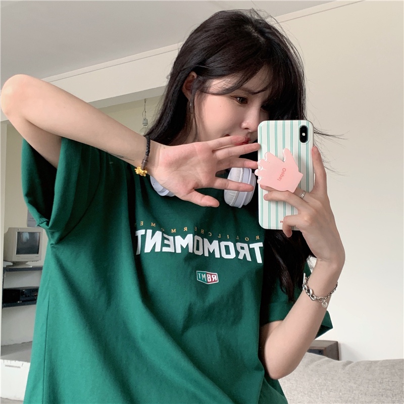 SUXI Áo Thun Ngắn Tay Cổ Tròn In Họa Tiết Đơn Giản Dễ Phối Đồ Thời Trang Mùa Hè Cho Nữ