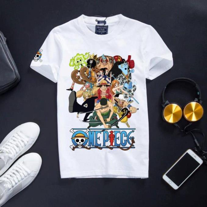 [Đủ Size]Áo Thun One Piece Màu Trắng Cực Đẹp Vải Cotton - Team One Piecie