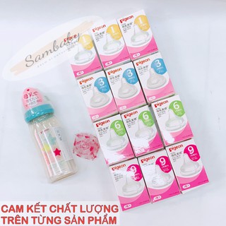 Núm vú pigeon thay thế bình cổ rộng nội địa nhật ,núm ty pigeon siêu mềm đủ size s / m / l / ll