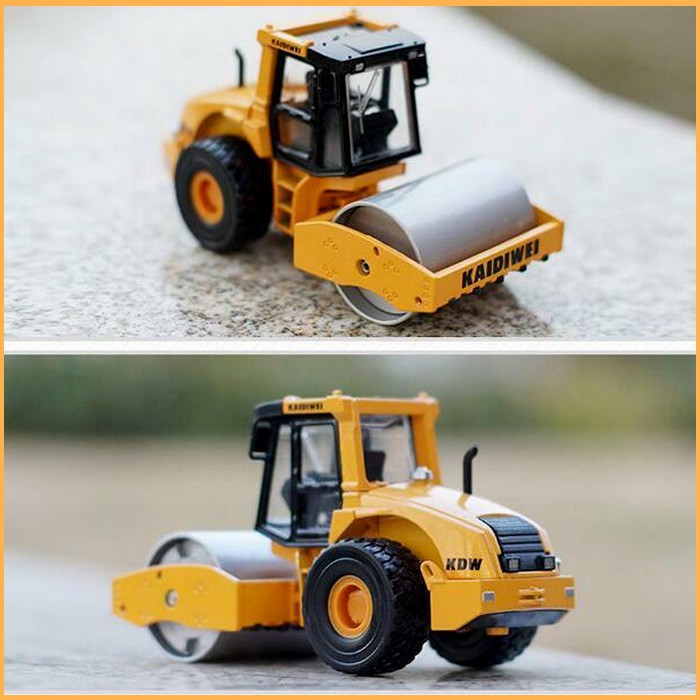 Mô Hình Xe Sắt Xe Lu Công Trình Trục Sắt 2 Bánh Hơi Tỉ Lệ 1:50 - Kdw - Vàng - 9930