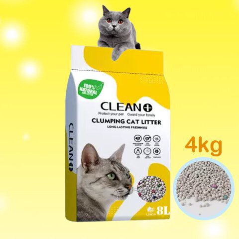 Cát vệ sinh CLEAN+ ít bụi - Túi 8L ( 4kg ) cho mèo - Cát vệ sinh cho mèo