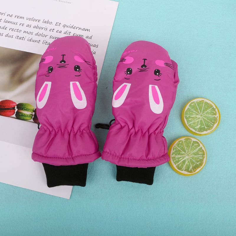 Găng Tay Trượt Tuyết Đệm Cotton PU Chống Thấm Nước Giữ Nhiệt Dễ Thương Cho Bé