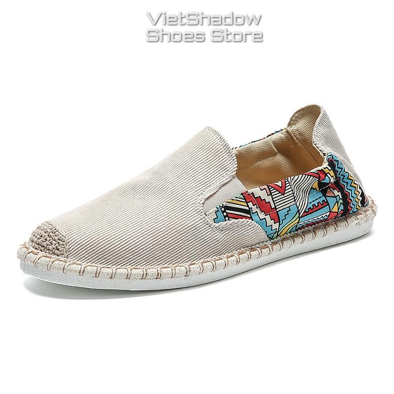 Slip on nam - Giày lười vải nam chất liệu nhung phối họa tiết mẫu mới 2022 - Mã 2953