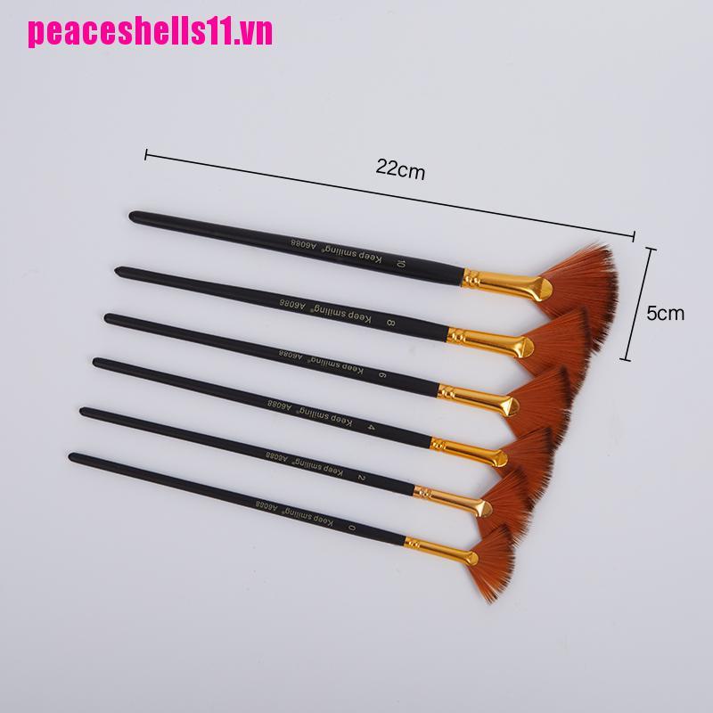Set 6 Cọ Vẽ Màu Nước Hình Quạt Bằng Sợi Nylon Và Acrylic