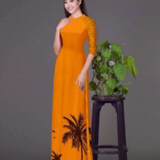 Vải áo dai in 3D lụa nhật cả bộ