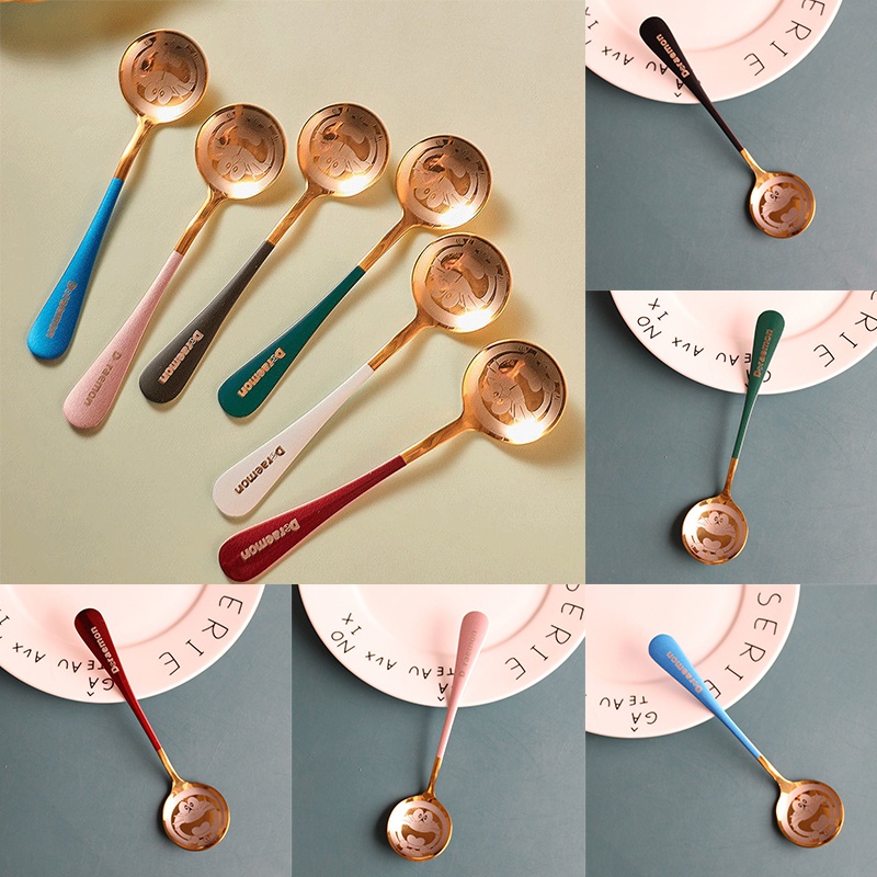 Muỗng Cà Phê Bằng Thép Không Gỉ Tay Cầm Hoạt Hình Dễ Thương Thoải Mái Bền Bỉ Dễ Vệ Sinh