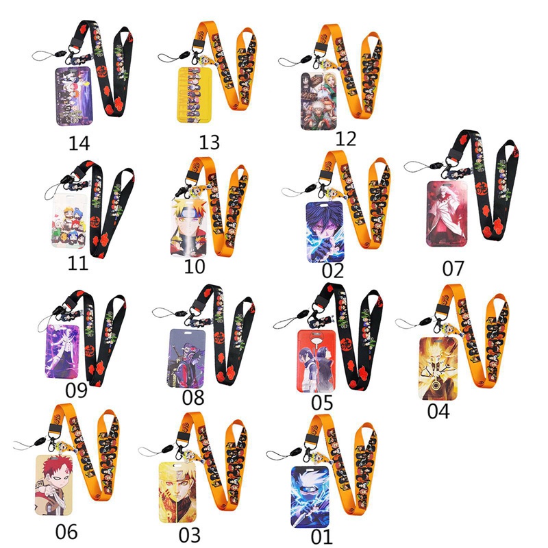 Bao Đựng Thẻ Nhân Viên / Sinh Viên Kèm Dây Đeo Cổ Họa Tiết Hoạt Hình Naruto Giá Đỡ