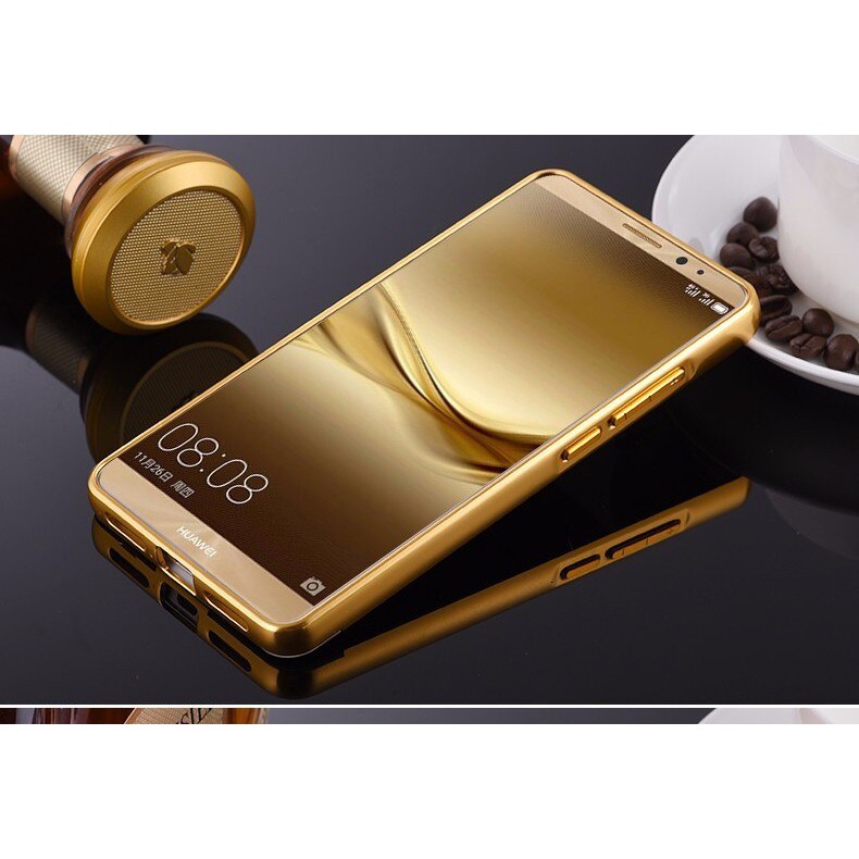 Ốp lưng Huawei Ascend Mate 8 bo tròn tráng gương viền kim loại