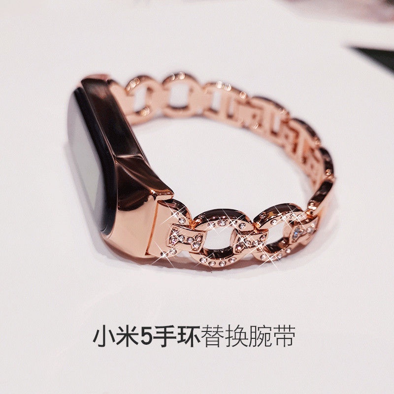 Dây Đeo Thay Thế Chất Liệu Hợp Kim Đính Kim Cương Giả Cho Xiaomi Band 7 3/4/5/6/7 8-Character Xiaomi 5/6/4 Xiaomi 6