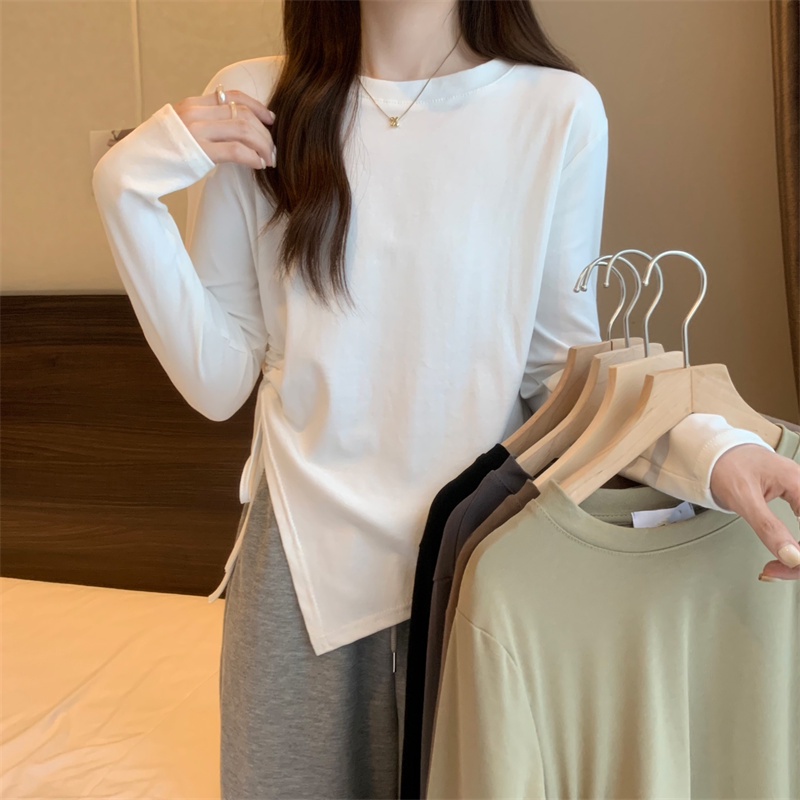 IELGY  Áo Thun Dài Tay Phối Dây Rút Thời Trang Dành Cho Nữ