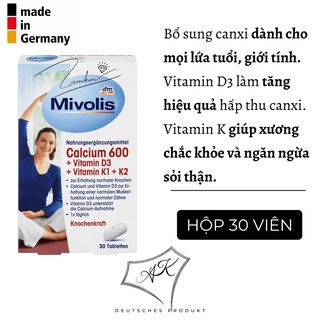Viên uống mivolis calcium + vitamin d3 + vitamin k1 + k2 - nội địa đức - hộp 30 viên