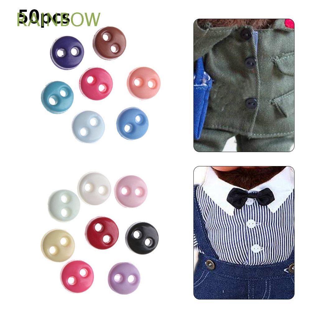 Bộ 50 nút nhựa mini màu kẹo dễ thương cho búp bê 4mm