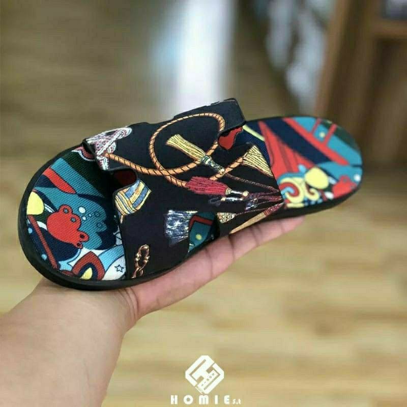 🔥HÀNG CAO CẤP🔥Dép hermes quai ngang nam da PU, đế giả gỗ cao cấp