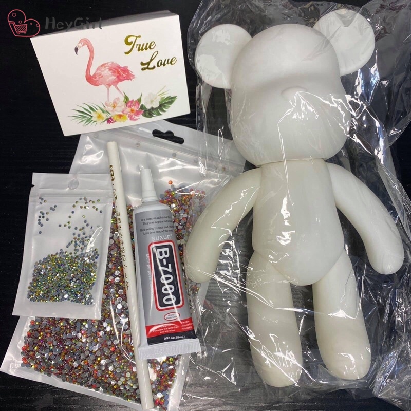 Gấu Bearbrick tự đính đá làm thủ công cực xinh đủ size 18-53cm