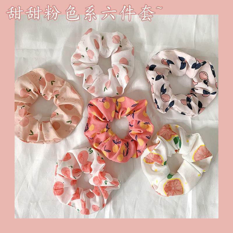 PVN29013 Dây buộc tóc scrunchies vòng hoạ tiết trái cây nhiệt đới xinh xắn T2