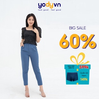 Quần baggy nữ YODY cá cúc túi chéo thanh lịch cá tính co giãn 4 chiều QAN4001