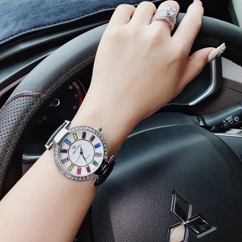 Đồng hồ nữ dây da Royal viền đá sang chảnh thời trang