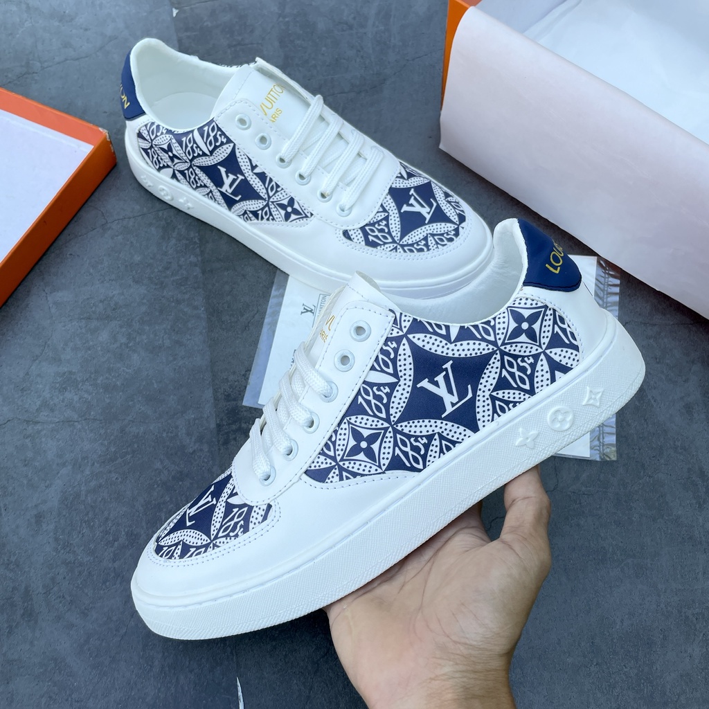 Giày Sneaker LV Trắng đế Cao Su Cao Cấp - Giày LV Trắng Cho Nam