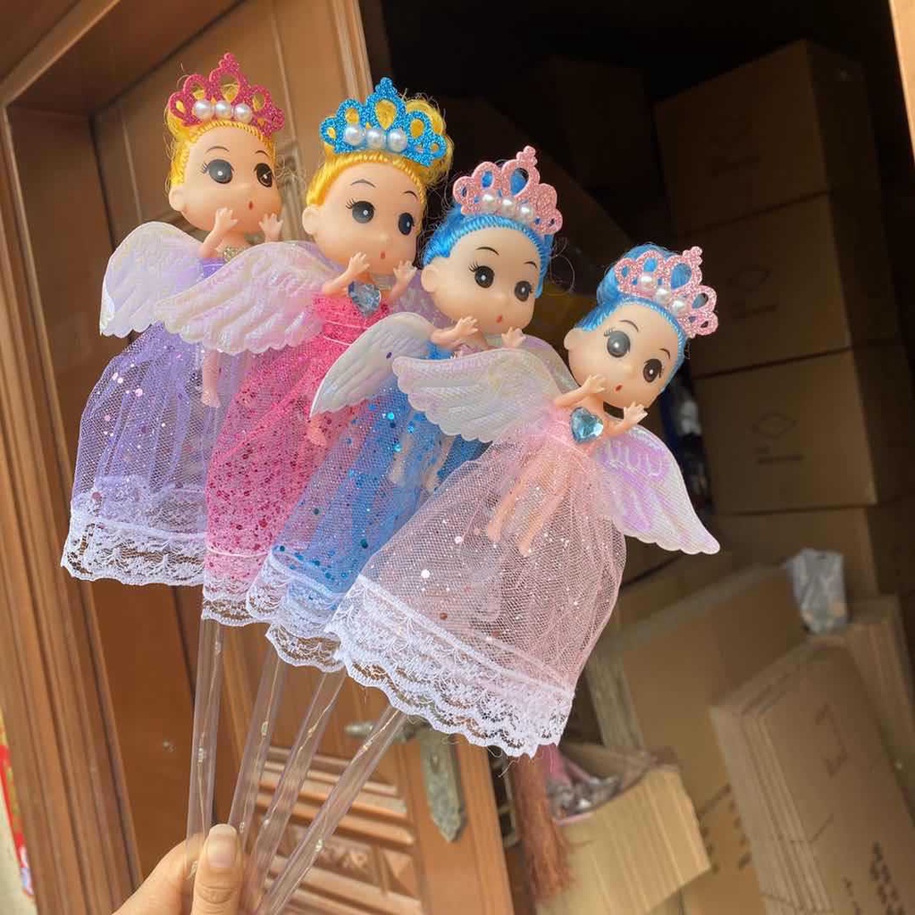 Gậy thiên thần có cánh phát sáng, gậy phát sáng búp bê chibi cho bé có kèm pin