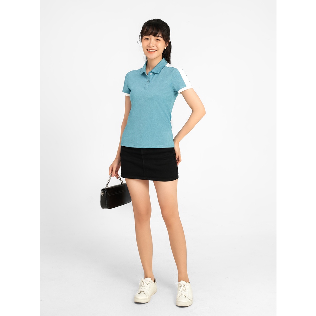Áo polo nữ YODY mắt chim melange phối vai thoáng mát APN5396