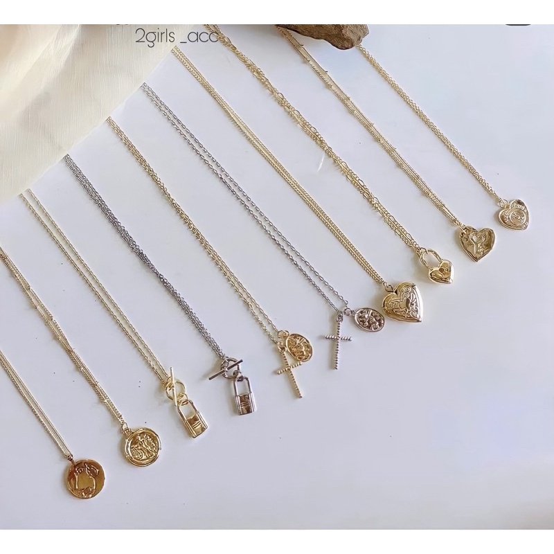 Vòng cổ xi mạ vintage tone vàng bạc