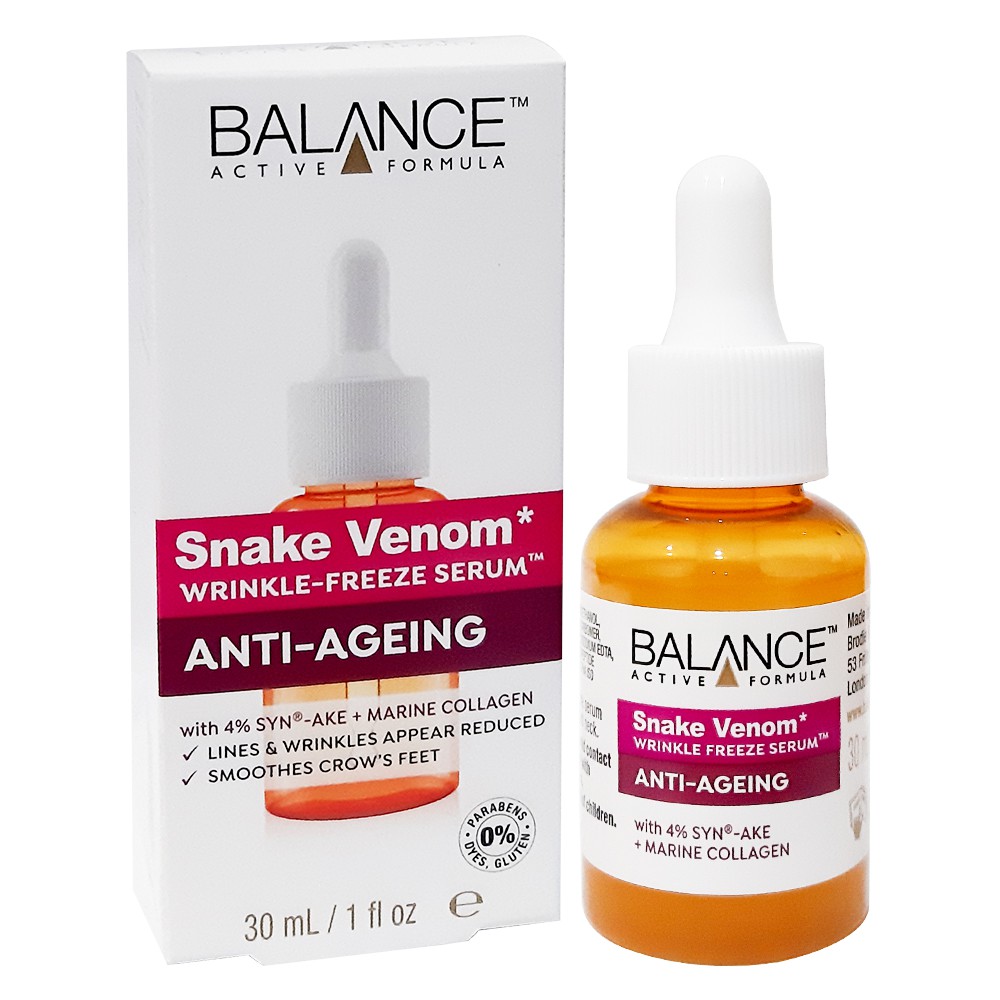 Serum Balance vitamin c, Hyaluronic, Snake venom, Gold collagen, Dragon’s