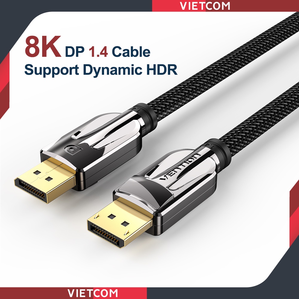 Cáp DisplayPort 1.4 Vention - Tốc độ cao 32.4Gbps, Hỗ trợ độ phân giải 8K/60Hz & Dynamic HDR