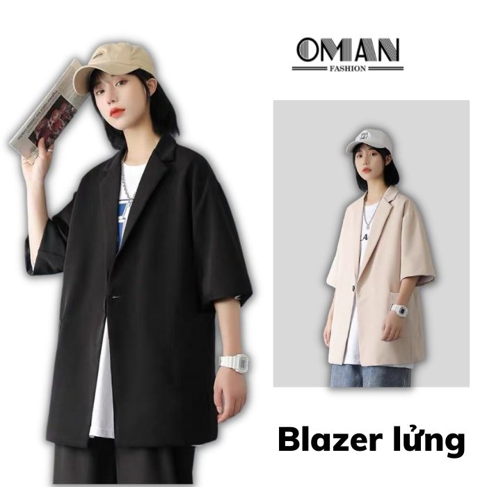 Áo blazer nữ tay lỡ - áo khoác nhẹ nam nữ form rộng, vải mịn đẹp  - AV051