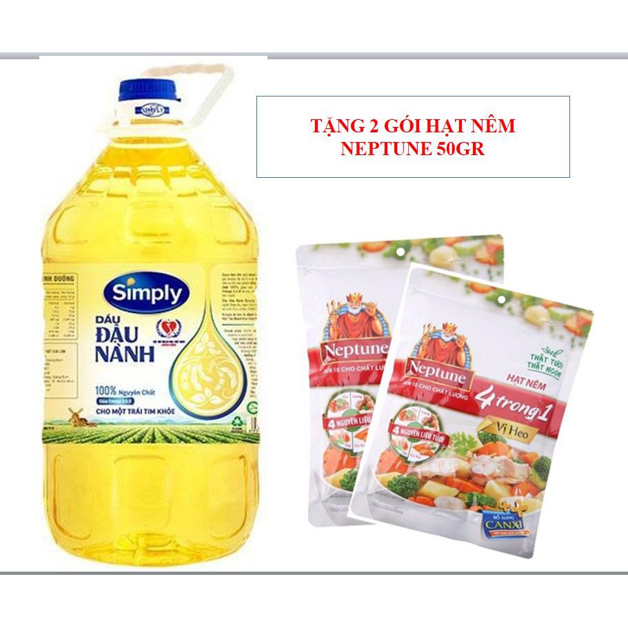 Dầu ăn Simply 5L Tặng 2 Gói Hạt Nêm Neptune 50gr