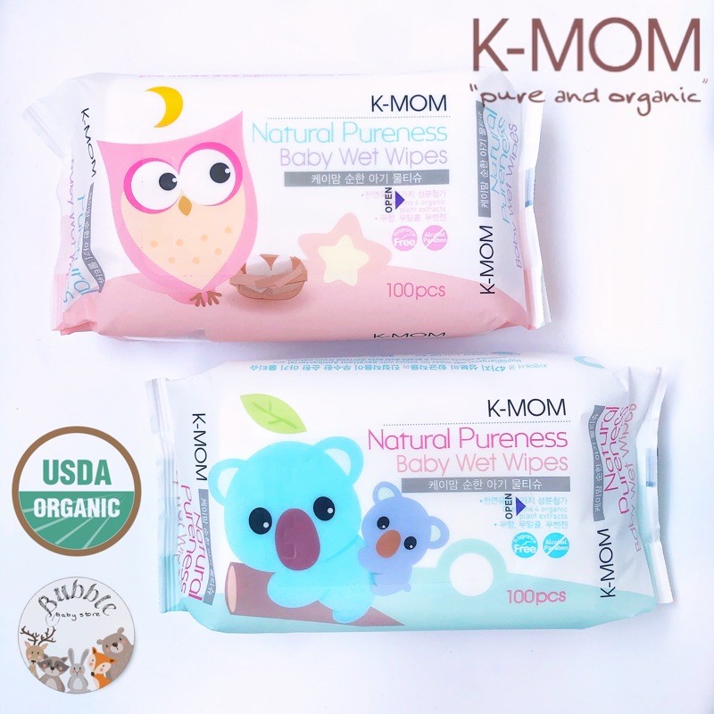 Khăn ướt cho bé sơ sinh K-MOM Hàn Quốc bịch 100 tờ