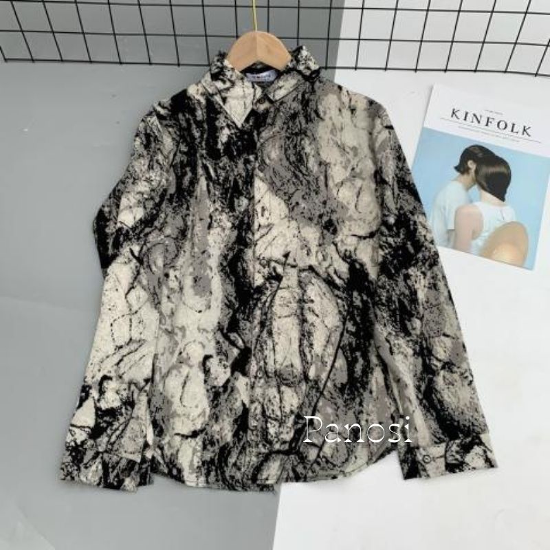 Áo sơ mi nữ họa tiết độc lạ sang chảnh chất lụa mềm mát