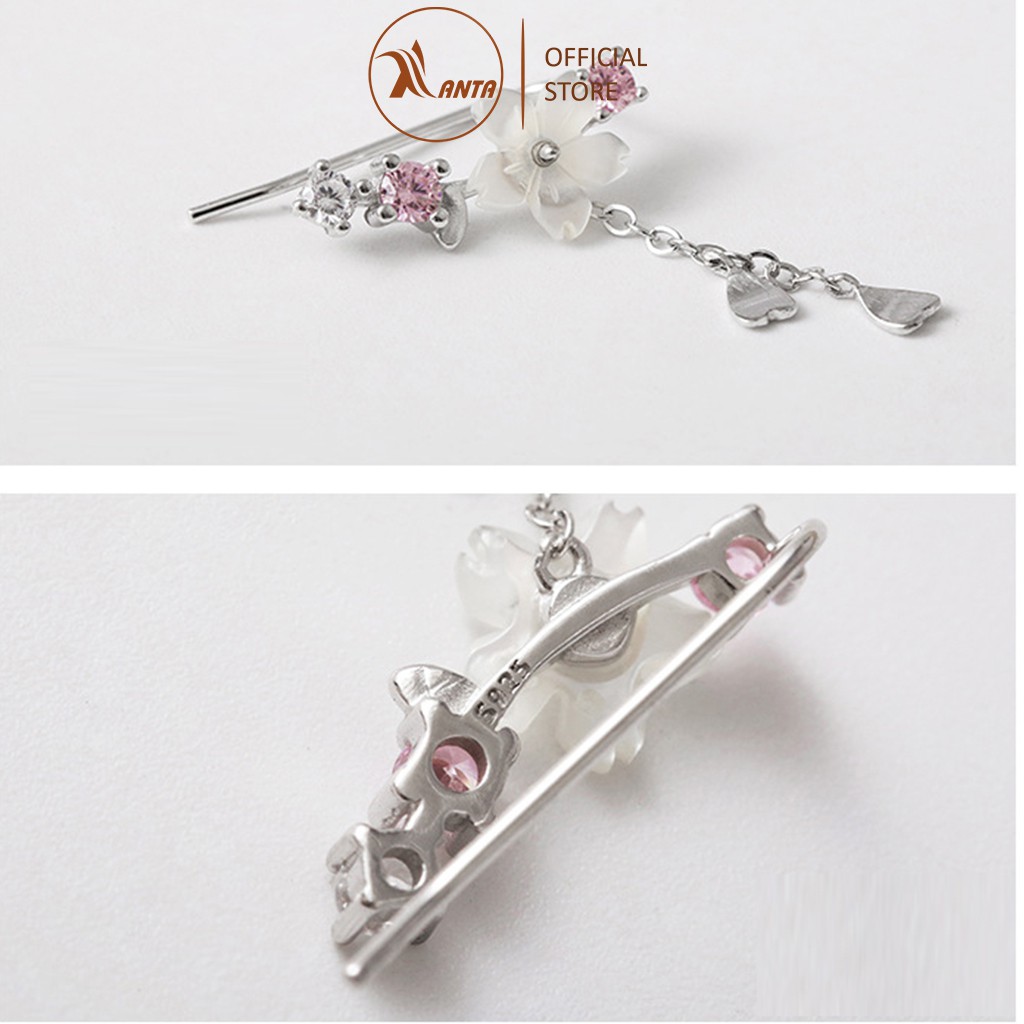 Hoa tai bạc 925 thiết kế cánh hoa đào thả dài - ANTA Jewelry ATJ7041