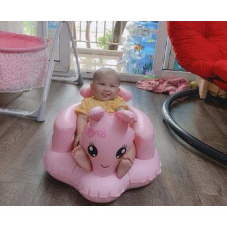 Ghế tập ngồi hơi hình thú màu hồng cho bé