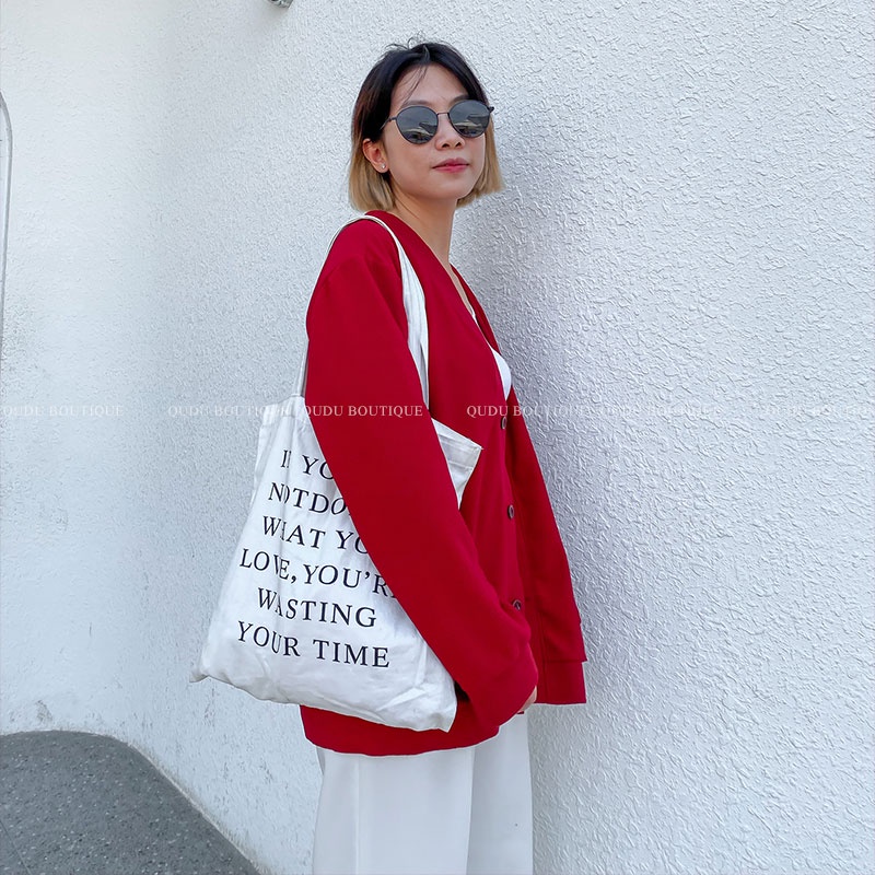 Áo Khoác Nữ Áo Cardigan QUDU Tay Dài Form Rộng Màu Đỏ Đô, Vàng Phong Cách Hàn Quốc Đơn Giản Dễ Phối