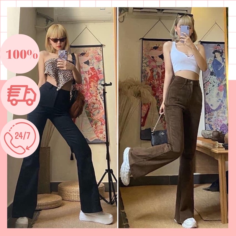 Quần jean ống loe dáng dài cạp cao phong cách Ulzzang Hàn xu hướng thời trang cá tính sành điệu mã OD 03