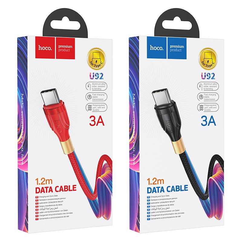 Cáp sạc nhanh Hoco U92 dòng 2.4A siêu bền dây dài 1.2m cho smartphone
